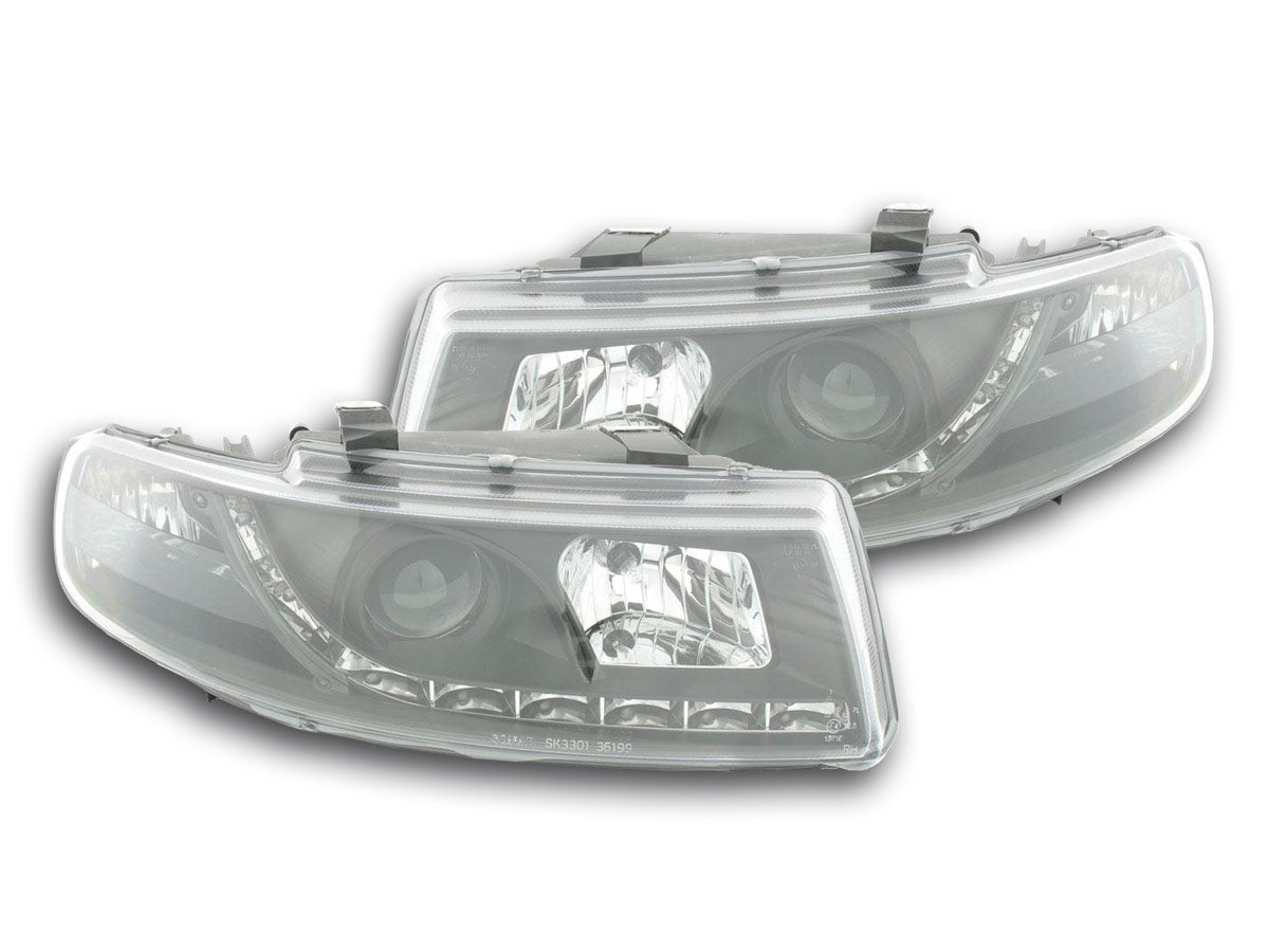Scheinwerfer Set Daylight LED Tagfahrlicht Seat Leon 1P/Altea/Toledo 5P chrom Scheinwerfer Set Daylight LED Tagfahrlicht Seat Leon 1P/Altea/Toledo 5P chrom